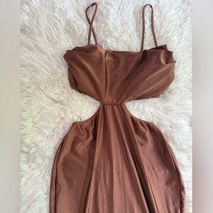 Elegant Brown Halter Dress